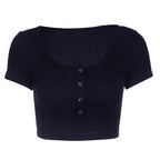 Multicolor Sexy Crop Top with Buttons for Women