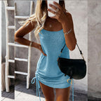 Knit Drawstring-Hem Mini Dress
