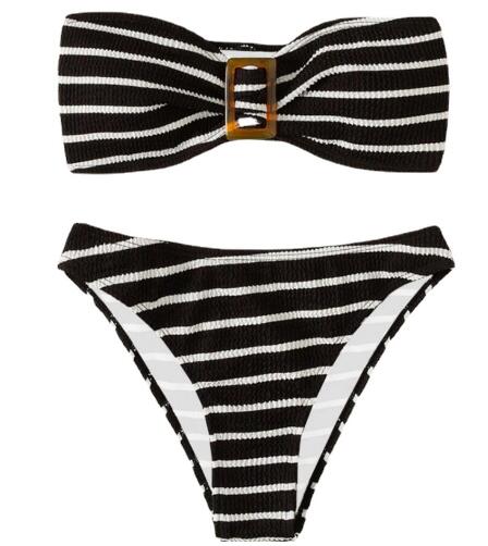 Striped Bandeau Bikini Set