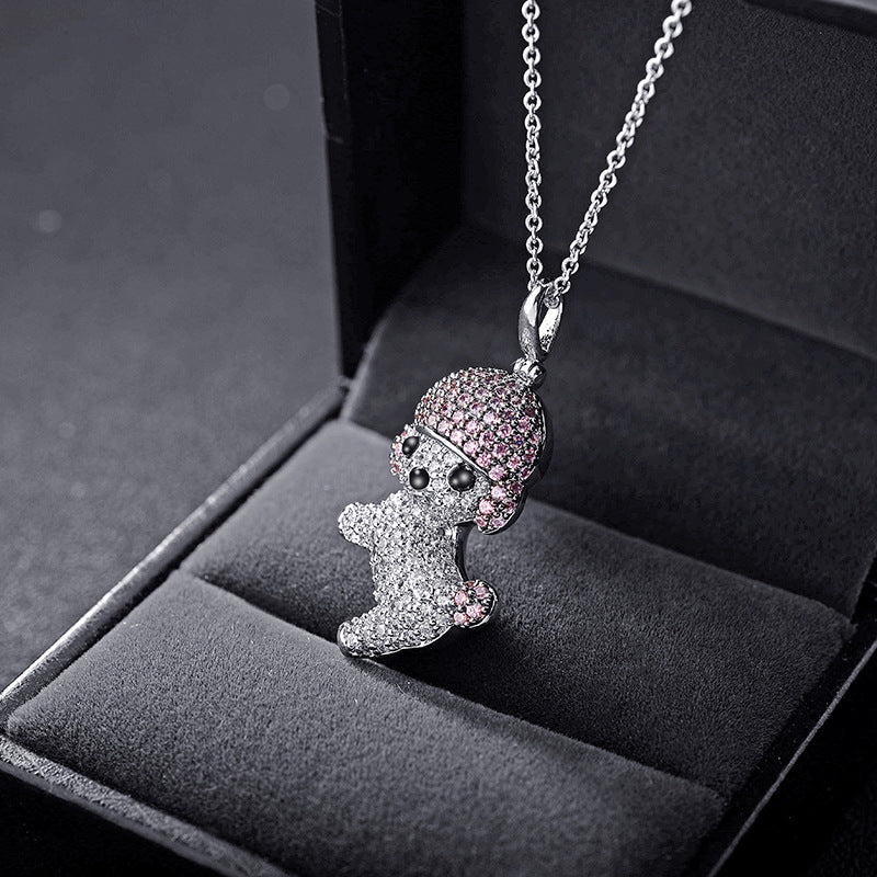 Zirconia Puppy Pendant Necklace