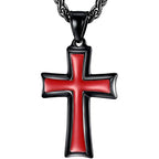 Minimalist Stainless Steel Red Cross Pendant Necklace