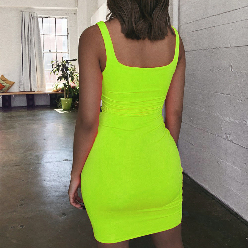 Summer Deep V Backless Dress with Spaghetti Straps