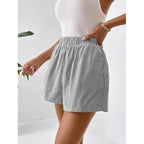 Fashion Women's Loose Back Patch Pocket Striped Shorts