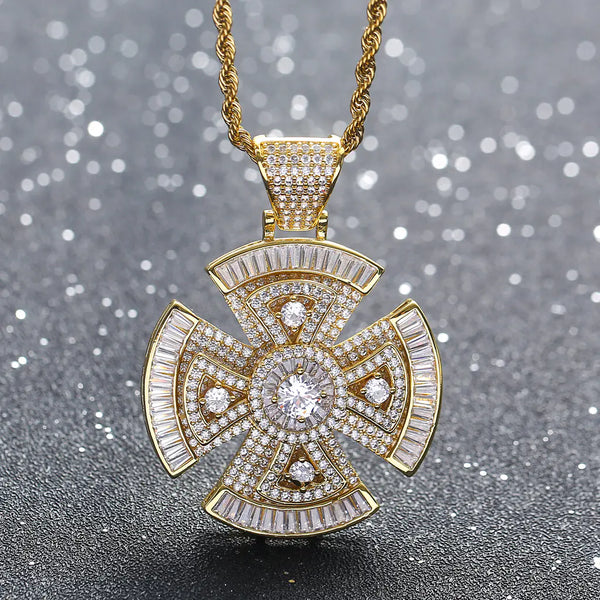 Trendy Rotating Cross Pendant with Zircon Inlay for Men | Christian Jewelry