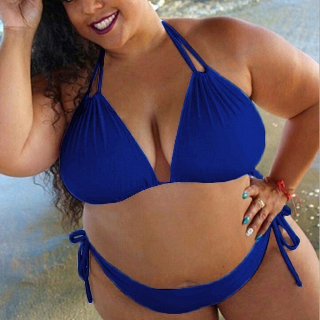 Women's Plus Size Black Halter Bikini Set
