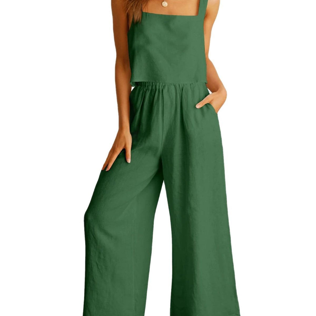 Sleeveless Camisole Wide Leg Pants Set