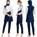 Modest Long-Sleeve Colorblock Swim Set