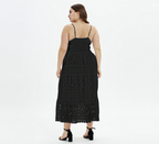 Solid Color Lace Panel Spaghetti Strap Dress