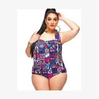 Women's Plus Size Aztec Print One-Piece Swimsuit
