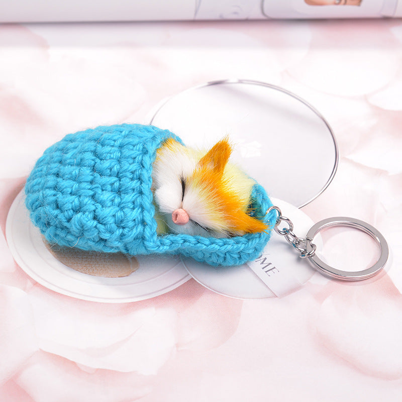 Sleepy Cat Plush Keychain Bag Pendant - Creative Design | Accessory