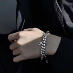 Titanium Steel Cross Charm Cuban Bracelet
