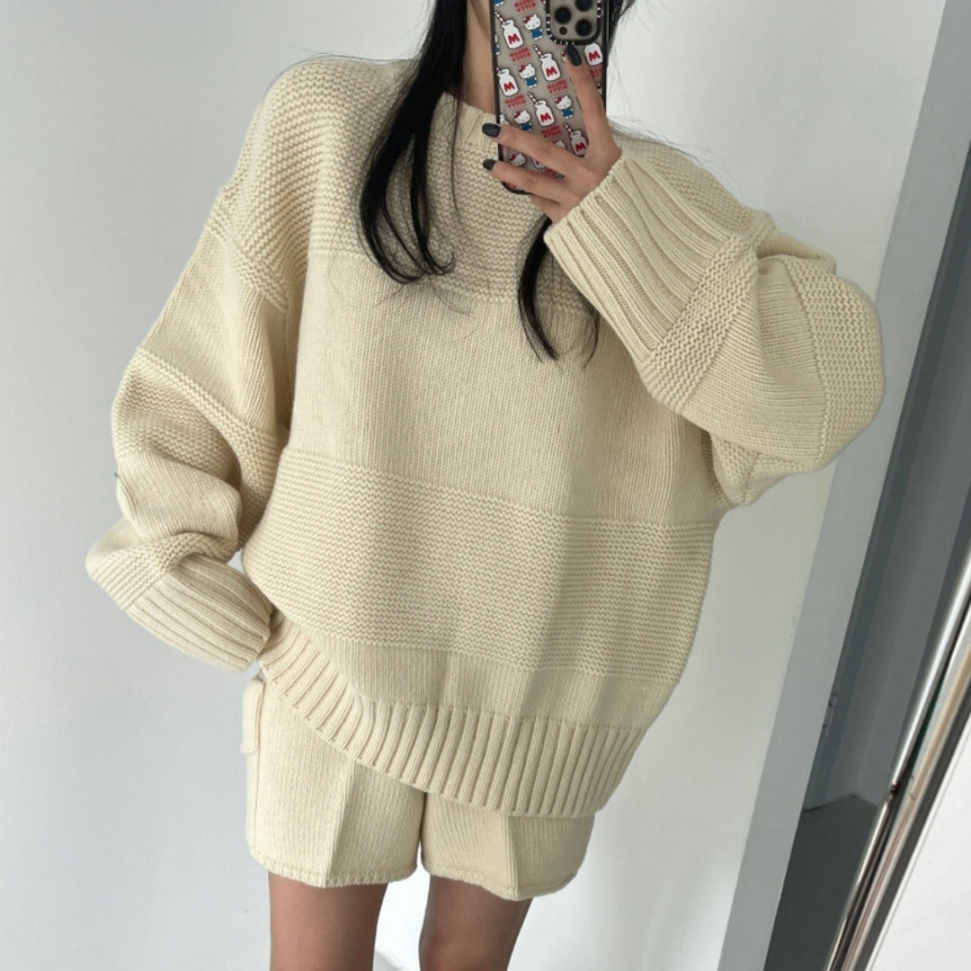 Women's Knit Sweater & High Waist Shorts Set