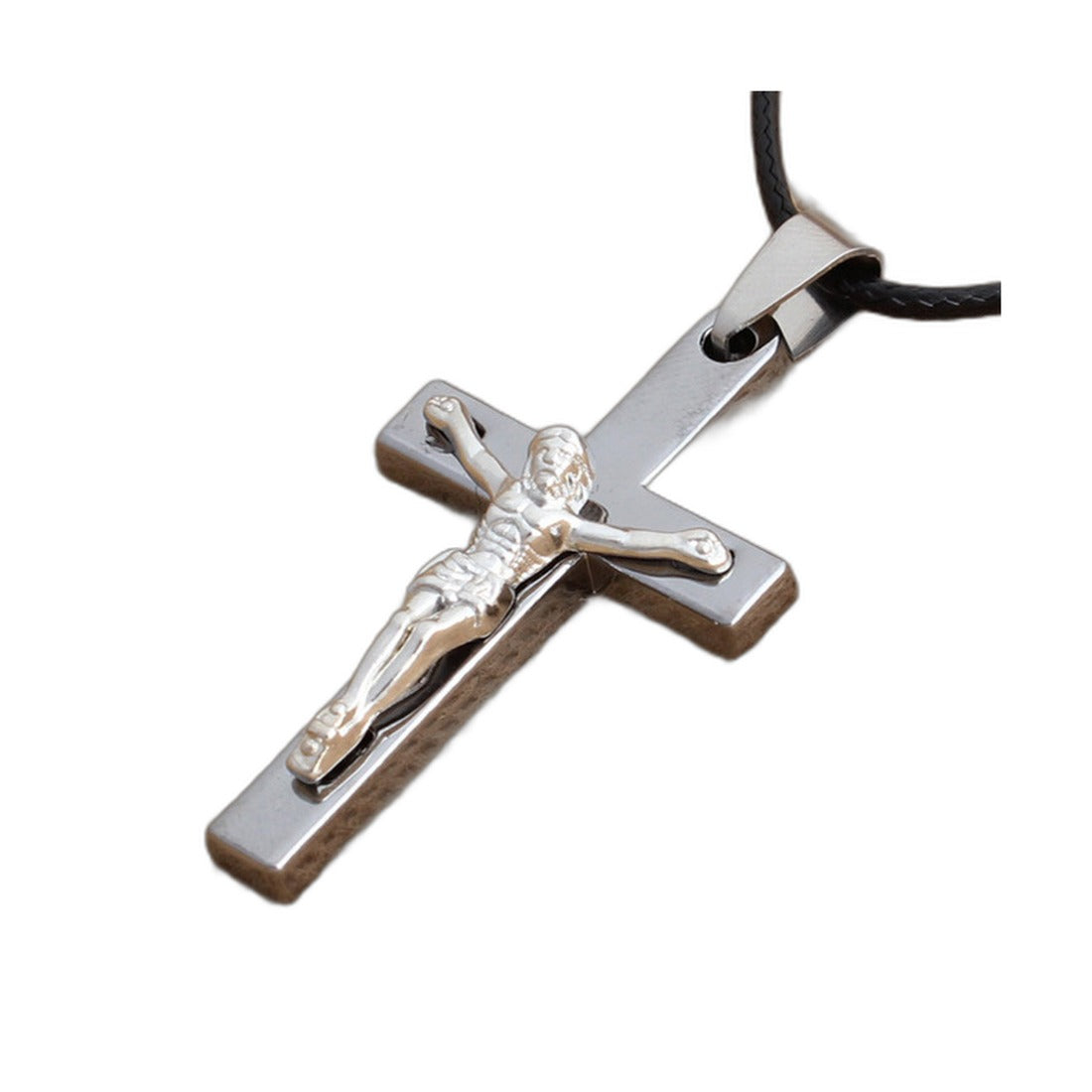 Titanium Steel Jesus Crucifix Cross Pendant Necklace | Christian Jewelry