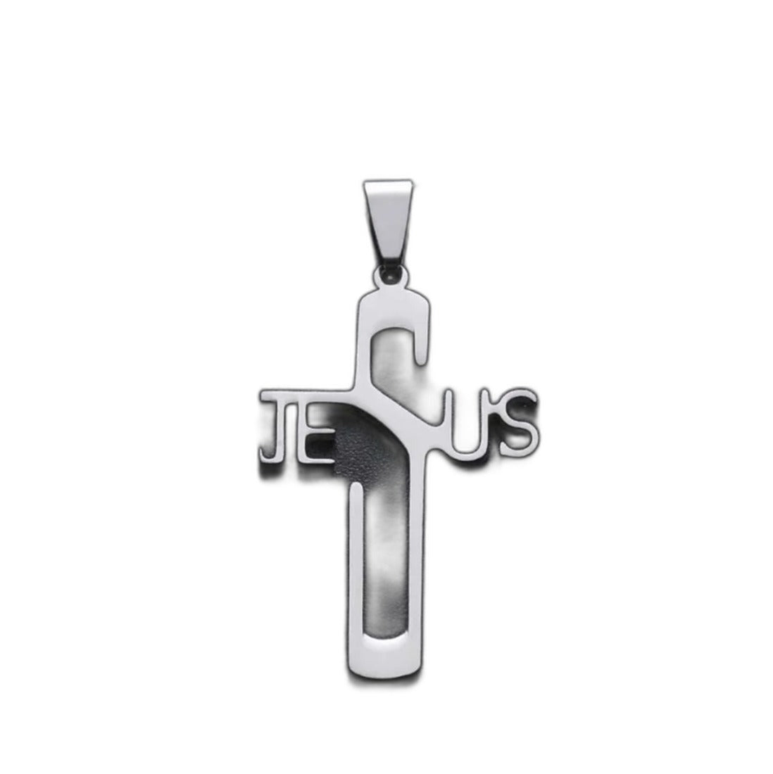 Stainless Steel JESUS Cross Pendant Necklace | Christian Jewelry