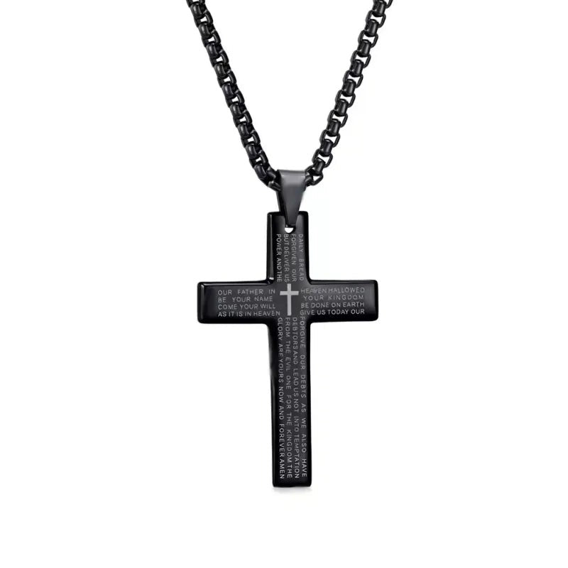 Lord's Prayer Cross Pendant Necklace
