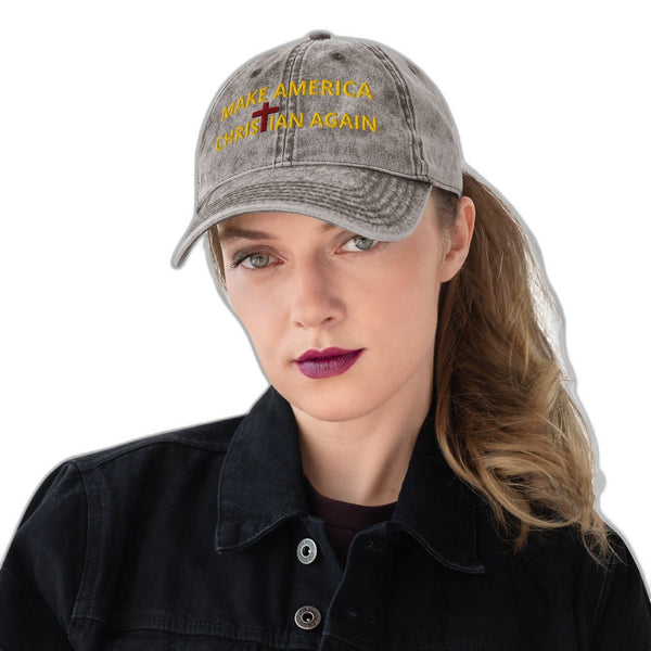 MACA Vintage Hut – Make America Christian Again (Grau)