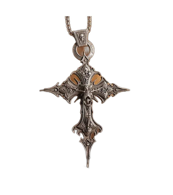 Vintage Gothic Skull Cross Pendant Necklace